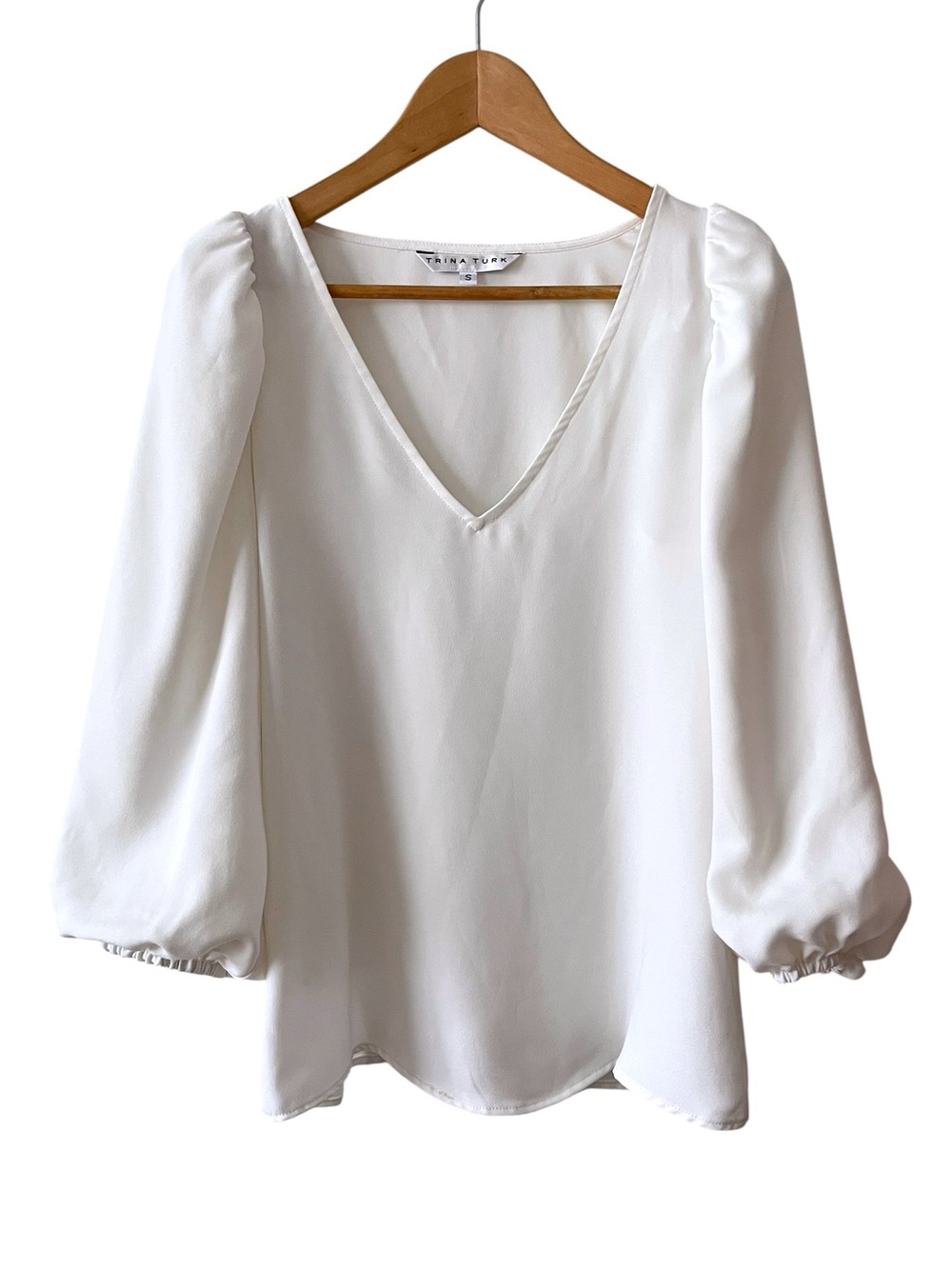 Trina Turk White Puff Sleeve Blouse